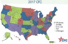 The CFC now will be managed from 37 "zones" rather than by 125 local campaigns.